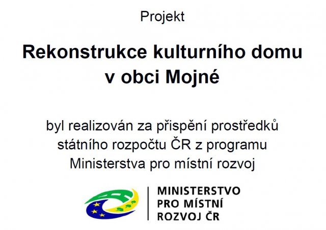 Rekonstrukce kulturního domu v obci Mojné