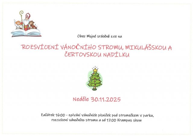 Rozsvícení vánočního stromu, mikulášská a čertovská nadílka