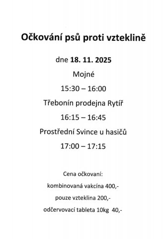 Očkování psů proti vzteklině