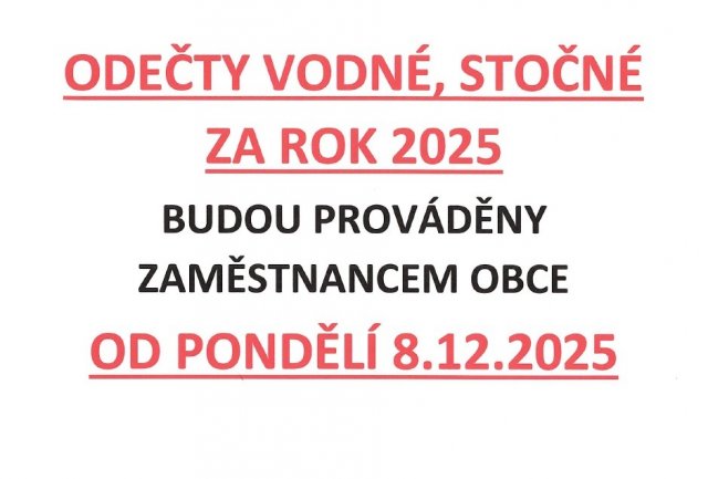 Odečty, vodné a stočné 2025