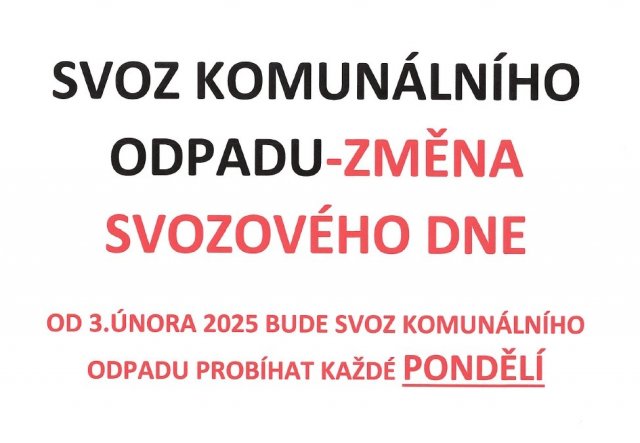 Změna svozového dne - komunální odpad